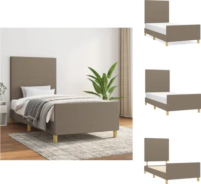 Immagine prodotto di vidaXL Struttura letto con testiera in tessuto taupe 100x200 cm - Letti e strutture letto