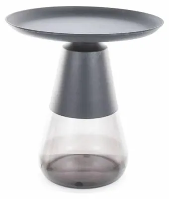 Image de Table basse ronde en verre fumé "Tiffany A" - Noir - D 50 x H 52 cm
