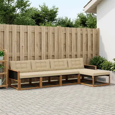 Produktbild von Möbel Outdoor-Sofagarnitur mit Kissen 5 pcs Natur und BeigeGartensofas - Gartensofas c283