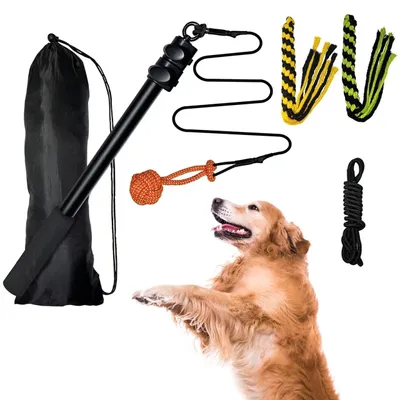 Imagen del producto de Varilla para perros con cuerda y cola – Juguete interactivo para estimular el juego