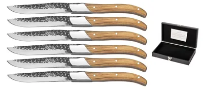 Produktbild von Blackwell Steakmesser Laguiole - Raw Black - Olivenholz - 6 Stück