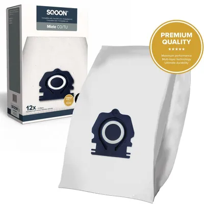 Produktbild von SQOON 12 Staubsaugerbeutel kompatibel mit Miele Guard M1, S1, L1 - Ersatz für CO und TU Staubsaugerbeutel - inkl. 3 Abluftfilter