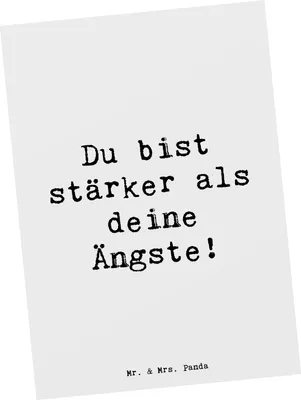 Produktbild von Mr. & Mrs. Panda Postkarte Spruch Angst überwinden - Weiß - Geschenk, Zuversicht, Trost, Postkarten, Motivation, Grußkarte, Selbstbewusstsein, Vertrauem, positive Energie