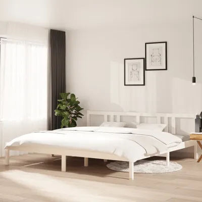 Immagine prodotto di Maison Exclusive - Letto in legno massello bianco 200x200 cm