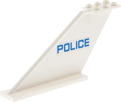 Produktbild von 1x Lego Leitwerk 12x2x8 weiß Sticker POLICE Heck Ruder Flugzeug 60046 87614pb007