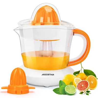 Produktbild von Aigostar Orangenpresse, Zitruspresse, Entsafter Saftpresse Elektrisch 2 Kegel, Orangenpresse, Zitruspresse , 40W, Hohe Saftausbeute, Tropfsicherer
