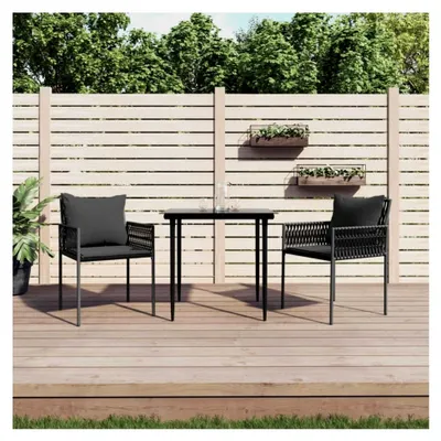Produktbild von Gartenstühle mit Kissen, 2 Stück, Schwarz, 54x61x83 cm, Poly Rattan