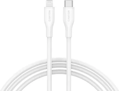 Imagen del producto de CABLE CANYON CLNM60, 60W, compatible con MFI, 1 metro, silicona, color blanco