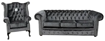Produktbild von Chesterfield Design Sofagarnitur 3 Sitz + Ohrensessel Couch Sofa Polster Set Neu
