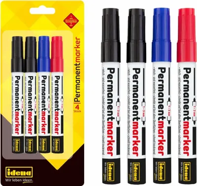 Produktbild von Idena 515039 - Permanentmarker, 4 Stück, Strichstärke 1-3 mm