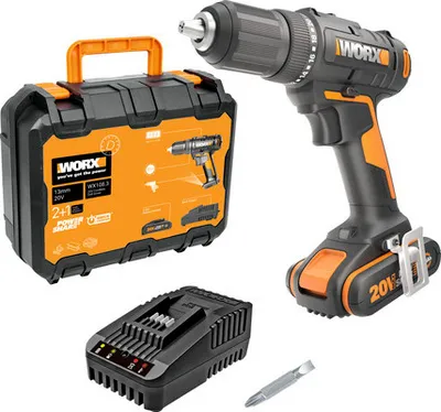 Obrázek produktu pro Aku vrtací šroubovák Worx WX108.3, 20V, včetně akumulátoru (2,5 Ah) a nabíječky