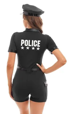 Immagine prodotto di Costume da poliziotta da donna taglia L - Costume da poliziotta con cerniera frontale, manette, cappello e cintura - Per feste, Halloween, feste in maschera e carnevale