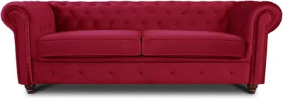 Produktbild von Easy4You Chesterfield Rot 3-Sitzer Sofa Sofas für Wohnzimmer Sofagarnituren mit Holzfüße Set Sofas & Couches Velvet 59