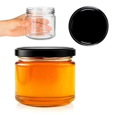 Zdjęcie produktu dla SuperButelki - Słoik szklany 330 ml z zakrętkami fi 82 mm, zestaw słoików 0,33 l wieczka, na przetwory, kiszonki, komplet 0,33l słoik + E-BOOK