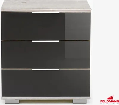 Image de Table de chevet Easy Plus, chêne blanc / verre gris
