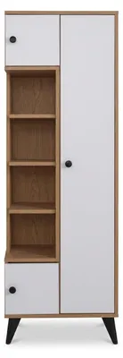 Productafbeelding van Witte houten boekenkast, kast met planken, designmeubel, woonkamer