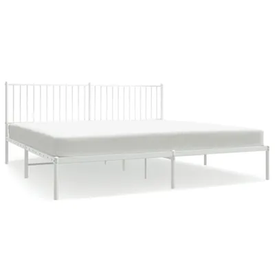 Image de vidaXL Cadre de lit avec tête de lit en métal blanc 193x203 cm