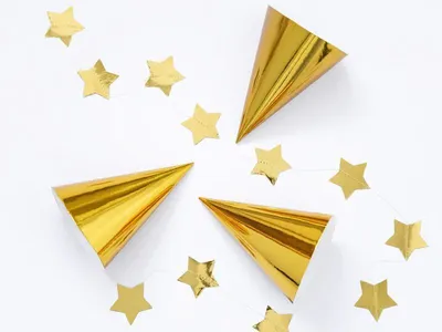 Produktbild von 6 Partyhüte Gold aus Karton 16 cm - Einheitsgröße