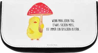 Produktbild von Mr. & Mrs. Panda Kosmetiktasche Küken Fliegenpilz - Weiß - Geschenk, Frohe Ostern, Osterdeko, aufbewahrungstasche, Glückspilz, kosmetik organizer, Ostergrüße, Tasche