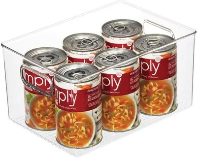 Image de Boîte de rangement transparente extra-large pour la cuisine, avec poignées, idéale pour les tiroirs et les placards, dimensions : 20,3 x 28,6 x 15,2 cm, en plastique
