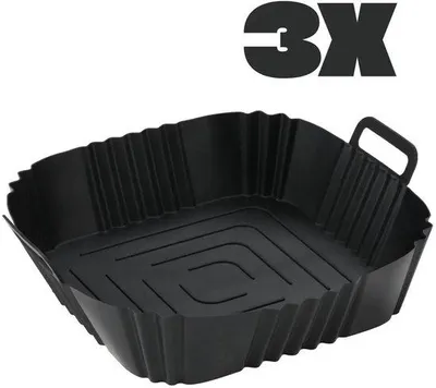 Image de Moule en silicone pour friteuse à air chaud, lot de 3 (noir) | Moule réutilisable pour friteuse à air chaud | Accessoires de cuisine sains