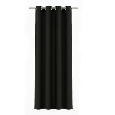 Produktbild von Gardine Schwarz 140x225 cm mit Ösen – blickdichter Vorhang aus Microsatin (100% Polyester), lichtdurchlässig, pflegeleicht & formstabil