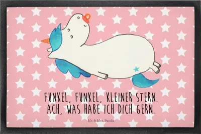 Produktbild von Mr. & Mrs. Panda Schmutzmatte Einhorn Schnuller 40 x 60 cm - Rot Pastell - Geschenk, fußmatte, Unicorn, Schmutzfangmatte, Mama, Mutter, Bodenvorleger, Geburtstag, Baby