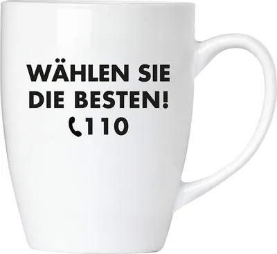 Produktbild von BRUBAKER - Wählen Sie die Besten! 110 Polizei - Kaffeetasse aus Keramik - 300 ml - Kaffeebecher