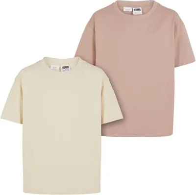 Obrázek produktu pro Dětské tričko Urban Classics Girls Oversized Boyfriend Tee 2-Pack whitesand/duskrose - 134/140