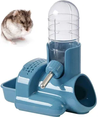 Productafbeelding van Ibenzoa® Automatische drinkfles voor kleine huisdieren – 120 ml, kunststof en roestvrij staal, betrouwbare watervoorziening voor hamsters, dwerghamsters, muizen, grijzen, blauw