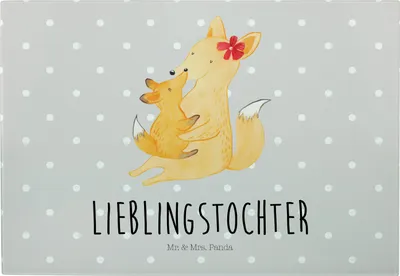Produktbild von Mr. & Mrs. Panda Vesperplatte Fuchs Mama - Grau Pastell - Geschenk, Hackbrett, Schneidebrett, Servierplatte, Tochter, Frühstücksbrett, Küchenbrett, Schoß, Mutter