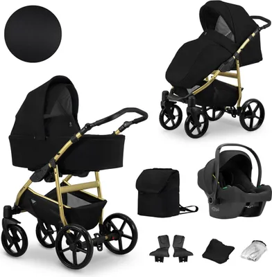 Immagine prodotto di Passeggino Kunert MATA 3in1 nero con telaio dorato - il passeggino per eccellenza per il comfort e la sicurezza