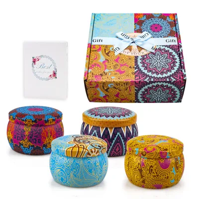 Produktbild von TRMLBE Duftkerze Aromatherapie-Kerzen Geschenkset 120g, 4-teilig Blechdose Duftkerzen-Dekorationsset, Klassische Blechdose