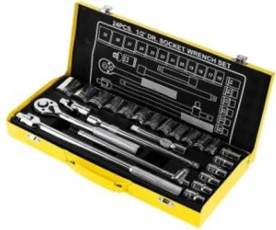 Obrázok produktu pre Deli Tools Sada nástrčných kľúčov 24-dielna sada matíc s račňou Sada matíc s račňou