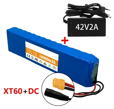 Obrázek produktu pro Lithium-iontová baterie 18650 – 36 V, 100 Ah – baterie pro elektrokola – Li-Ion – pro motory 150–500 W – konektor XT60-DC