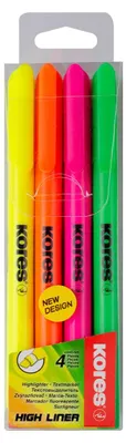 Immagine prodotto di Penna evidenziatore Kores, punta a cuneo: 0,5 - 3,5 mm, confezione da 4 pz