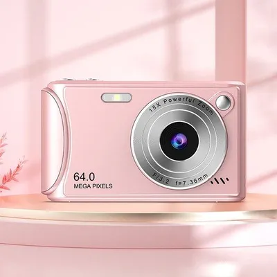 Zdjęcie produktu dla Cyfrowy aparat o rozdzielczości 64 MP z ekranem LCD o przekątnej 2,4 cala, 18-krotnym zoomem, w czerwonej kolorystyce, kompaktowy aparat do vlogowania dla dzieci, młodzieży, studentów i początkujących