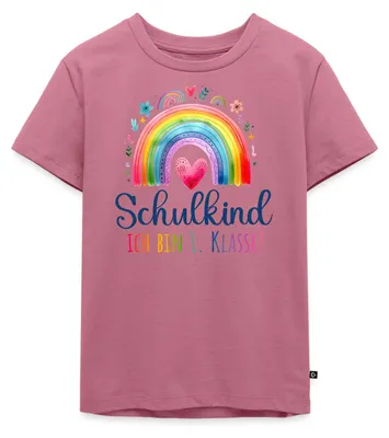 Produktbild von Spreadshirt Schulkind 2026 Einschulung Regenbogen Kinder Premium T-Shirt, 134/140 (8 Jahre), Mauve
