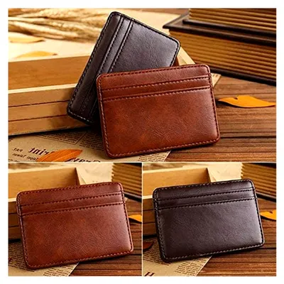 Produktbild von Herren Geldbörse aus Kunstleder mit Geldscheinklammer und Kartenhalter, schlankes Bifold-Design