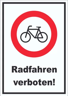 Produktbild von Radfahren verboten Aufkleber A9 (37x52mm)