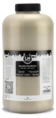 Produktbild von LM-Kreativ Metallic-Wandfarbe 2 l, Platin – Effektfarbe für Wände & Decken innen, wasserbasiert & hochdeckend