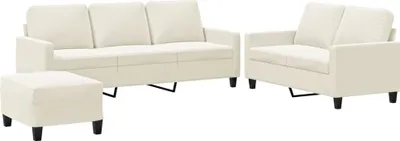 Produktbild von vidaXL 3-tlg. Sofagarnitur mit Kissen Creme Samt