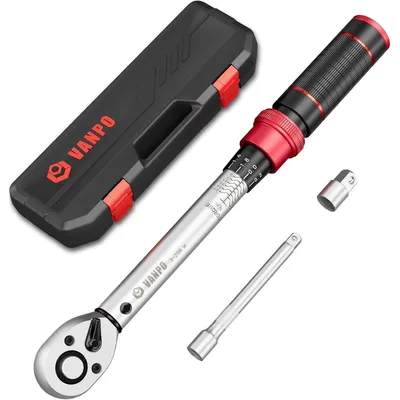 Productafbeelding van Draaimomentsleutel 1/4", 3-25 Nm, geschikt voor fietsen en motorfietsen, met verlengstang van 100 mm en 3/8" adapter, nauwkeurigheid ±3%, 72 tanden