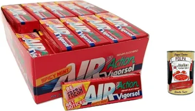 Produktbild von Perfetti Vigorsol Air Action Spicy Mint senza zucchero box 40 stick, Kaugummischachtel mit 40 Stück + Italian Gourmet polpa 400gr