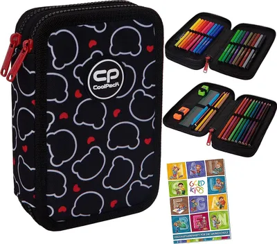 Produktbild von COOLPACK 2-fache Federtasche Federmappe Federmäppchen Bear 35-teilig Schüleretui Stifte und Pinsel Fanartikel inkl. Aufgabenheft Etui Stiftetasche