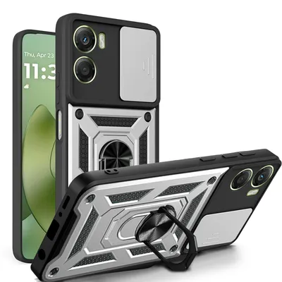 Produktbild von Outdoor Panzer Hülle für Motorola Moto G06 / G06 Power Handyhülle mit Kameraschutz Ringhalter Silber