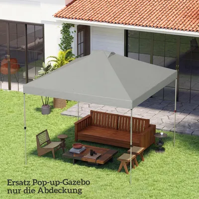Produktbild von Pavillon-Ersatzdach 3x3 m, Pavillondach Ersatz UV50+ wasserfest, 210D Oxford-Stoff, 8 Abflusslöcher, Hellgrau | 300x300 cm | 1,2 kg
