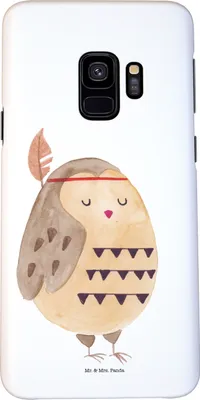 Produktbild von Mr. & Mrs. Panda Samsung Galaxy S9 Handyhülle Eule Federschmuck - Weiß - Geschenk, Cover, Smartphone Hülle, Owl, Handy Schutzhülle, Dekoration, Entspannt, Abenteuer