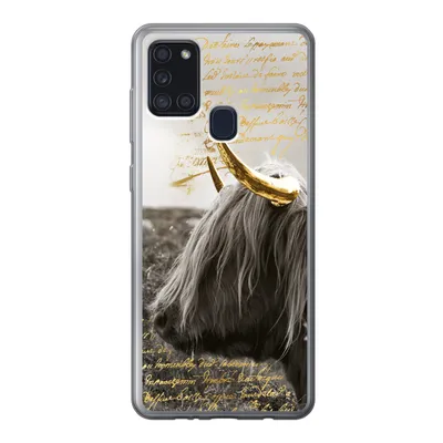 Produktbild von MuchoWow® Handyhülle Schutzhülle Hülle für Samsung Galaxy A21s Schottischer Highlander - Gold - Hoorn Silikon Softcase Handy Hülle - Hartschale
