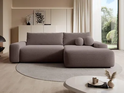 Produktbild von Masseno Ecksofa RUOTA mit Schlaffunktion L-Form, Sofa mit Bettkasten, Wohnzimmersofa, Couch, Soffa, Bettsofa, Couchgarnitur- Braun, LAMBI 3
